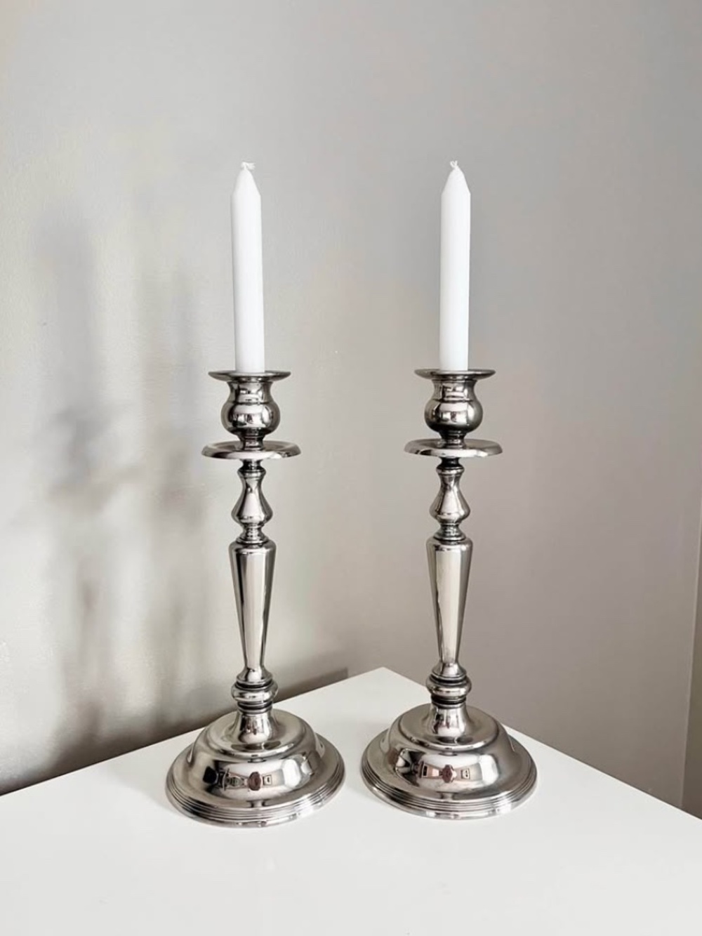 Tall Heavy Silverplated Candleholders Holiday Tablescape Decor
